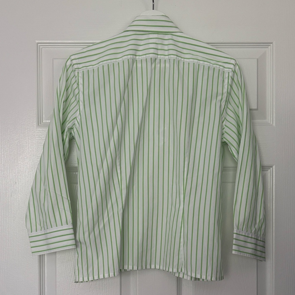 Ralph Lauren Green and White Striped Button Down Shirt Size Medium - Picture 6 of 9